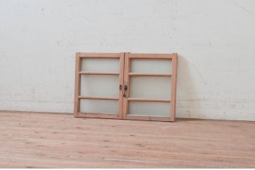 アンティーク建具　古き良き時代の趣を感じる小窓2枚セット(引き戸、ガラス戸)(R-074188)
