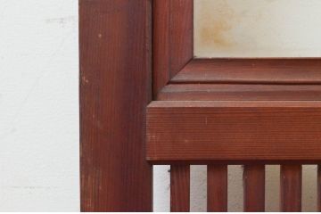 アンティーク建具　整然と並ぶ格子が美しく上品な格子戸2枚セット(引き戸、ガラス帯戸)(R-074190)