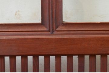 アンティーク建具　整然と並ぶ格子が美しく上品な格子戸2枚セット(引き戸、ガラス帯戸)(R-074190)