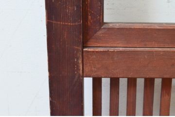 アンティーク建具　整然と並ぶ格子が美しく上品な格子戸2枚セット(引き戸、ガラス帯戸)(R-074190)