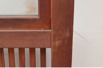 アンティーク建具　整然と並ぶ格子が美しく上品な格子戸2枚セット(引き戸、ガラス帯戸)(R-074190)