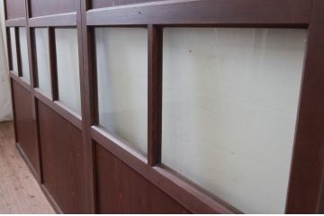 アンティーク建具　古民家インテリアにおすすめな幅狭ガラス帯戸3枚セット(引き戸、板戸、ガラス戸)(R-074191)
