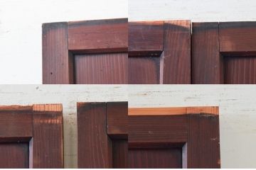 アンティーク建具　古民家インテリアにおすすめな幅狭ガラス帯戸3枚セット(引き戸、板戸、ガラス戸)(R-074191)
