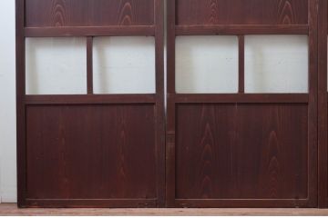 アンティーク建具　古民家インテリアにおすすめな幅狭ガラス帯戸3枚セット(引き戸、板戸、ガラス戸)(R-074191)