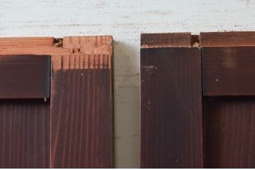 アンティーク建具　古民家インテリアにおすすめな幅狭ガラス帯戸3枚セット(引き戸、板戸、ガラス戸)(R-074191)