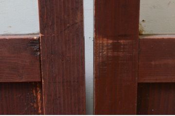 アンティーク建具　古民家インテリアにおすすめな幅狭ガラス帯戸3枚セット(引き戸、板戸、ガラス戸)(R-074191)