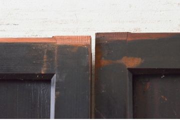 アンティーク建具　古民家インテリアにおすすめな幅狭ガラス帯戸2枚セット(引き戸、板戸、ガラス戸)(R-074192)