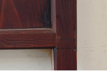 アンティーク建具　古民家インテリアにおすすめな幅狭ガラス帯戸2枚セット(引き戸、板戸、ガラス戸)(R-074192)