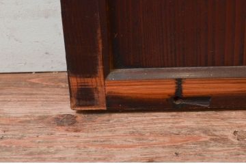 アンティーク建具　古民家インテリアにおすすめな幅狭ガラス帯戸2枚セット(引き戸、板戸、ガラス戸)(R-074192)