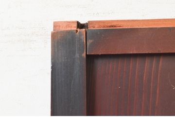 アンティーク建具　古民家インテリアにおすすめな幅狭ガラス帯戸2枚セット(引き戸、板戸、ガラス戸)(R-074192)