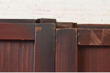 アンティーク建具　古民家インテリアにおすすめな幅狭ガラス帯戸2枚セット(引き戸、板戸、ガラス戸)(R-074192)