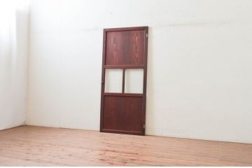 アンティーク建具　古民家インテリアにおすすめな幅狭ガラス帯ドア1枚(扉、板戸、ガラス戸)(R-074193)
