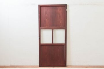 アンティーク建具　古民家インテリアにおすすめな幅狭ガラス帯ドア1枚(扉、板戸、ガラス戸)(R-074193)