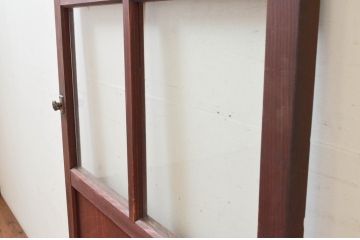 アンティーク建具　古民家インテリアにおすすめな幅狭ガラス帯ドア1枚(扉、板戸、ガラス戸)(R-074193)