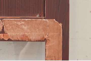 アンティーク建具　古民家インテリアにおすすめな幅狭ガラス帯ドア1枚(扉、板戸、ガラス戸)(R-074193)