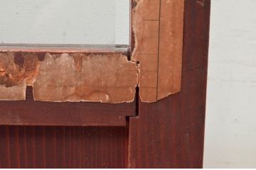 アンティーク建具　古民家インテリアにおすすめな幅狭ガラス帯ドア1枚(扉、板戸、ガラス戸)(R-074193)