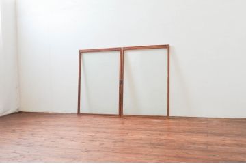 アンティーク建具　どこか懐かしさを感じるガラス窓2枚セット(引き戸、ガラス戸)(R-074194)