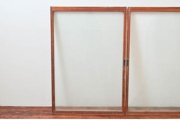 アンティーク建具　どこか懐かしさを感じるガラス窓2枚セット(引き戸、ガラス戸)(R-074194)