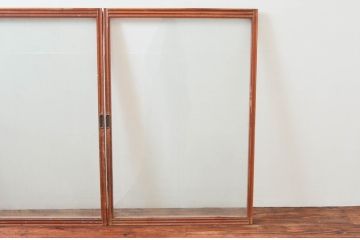 アンティーク建具　どこか懐かしさを感じるガラス窓2枚セット(引き戸、ガラス戸)(R-074194)