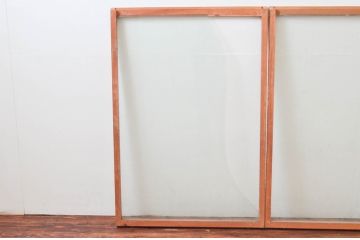 アンティーク建具　どこか懐かしさを感じるガラス窓2枚セット(引き戸、ガラス戸)(R-074194)