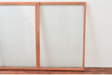 アンティーク建具　どこか懐かしさを感じるガラス窓2枚セット(引き戸、ガラス戸)(R-074194)
