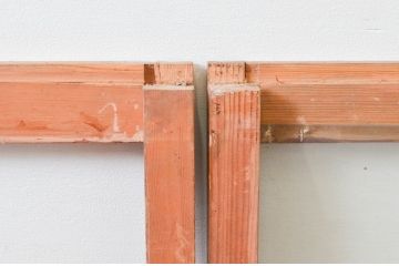 アンティーク建具　どこか懐かしさを感じるガラス窓2枚セット(引き戸、ガラス戸)(R-074194)