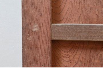 アンティーク建具　総欅(ケヤキ)材　美しく流れるような杢目が目を惹くマス目格子蔵戸1枚(きつね格子、狐格子、玄関戸、玄関ドア、引き戸、枡格子、格子戸、マス目、升目)(R-074198)