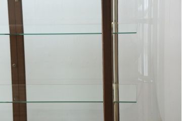 イギリスアンティーク　希少サイズ　パーケットリーが目を惹く!! 華やかな雰囲気漂うオーバルガラスケース(ショーケース、Rガラス、曲げガラス、陳列棚、飾り棚、店舗什器、英国)(R-074207)