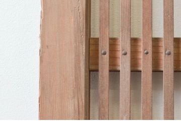 アンティーク建具　落ち着きのある和を演出する格子戸1枚(ガラス帯戸、引き戸)(R-074208)