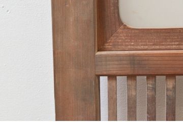 アンティーク建具　落ち着きのある和を演出する格子戸1枚(ガラス帯戸、引き戸)(R-074208)