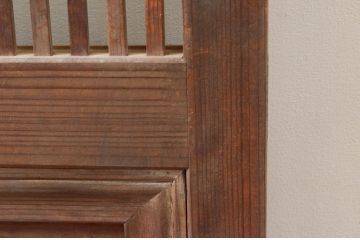 アンティーク建具　落ち着きのある和を演出する格子戸1枚(ガラス帯戸、引き戸)(R-074208)
