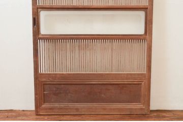 アンティーク建具　落ち着きのある和を演出する格子戸1枚(ガラス帯戸、引き戸)(R-074208)