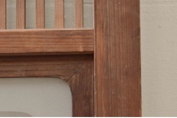 アンティーク建具　落ち着きのある和を演出する格子戸1枚(ガラス帯戸、引き戸)(R-074208)