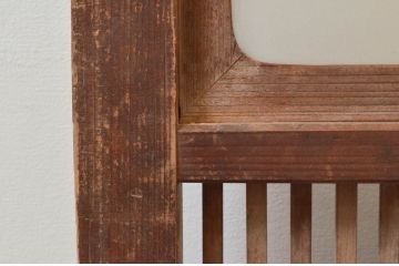 アンティーク建具　落ち着きのある和を演出する格子戸1枚(ガラス帯戸、引き戸)(R-074208)