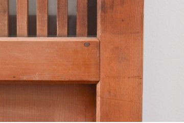 アンティーク建具　赤みがかった木色と整然と並ぶ格子が美しい裏障子付き格子戸3枚セット(引き戸、障子戸)(R-074209)