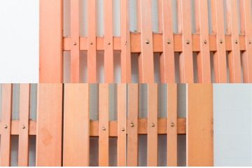 アンティーク建具　腰板欅(ケヤキ)材　上品な和空間を演出してくれる幅狭格子戸4枚セット(引き戸、ガラス帯戸)(R-074211)