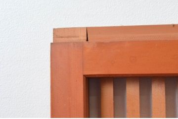 アンティーク建具　腰板欅(ケヤキ)材　上品な和空間を演出してくれる幅狭格子戸4枚セット(引き戸、ガラス帯戸)(R-074211)