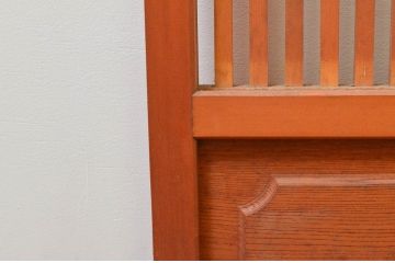 アンティーク建具　腰板欅(ケヤキ)材　上品な和空間を演出してくれる幅狭格子戸4枚セット(引き戸、ガラス帯戸)(R-074211)