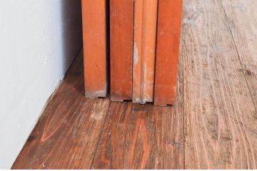 アンティーク建具　腰板欅(ケヤキ)材　上品な和空間を演出してくれる裏障子付き幅狭格子戸4枚セット(引き戸、ガラス帯戸、障子戸)(R-074212)