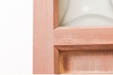 アンティーク建具　お洒落な組子がアクセントになるガラス入り板戸2枚セット(引き戸、帯戸)(R-074214)