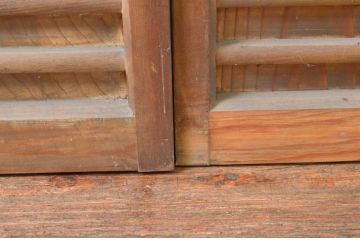 アンティーク建具　お洒落な組子がアクセントになるガラス入り板戸2枚セット(引き戸、帯戸)(R-074214)