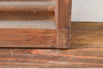 アンティーク建具　お洒落な組子がアクセントになるガラス入り板戸2枚セット(引き戸、帯戸)(R-074214)