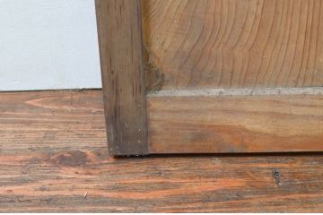 アンティーク建具　お洒落な組子がアクセントになるガラス入り板戸2枚セット(引き戸、帯戸)(R-074214)