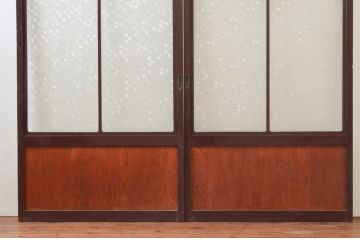 アンティーク建具　ペイント仕上げ限定(フレーム)　上品な和の趣を感じるガラス戸2枚セット(引き戸)(R-074215)