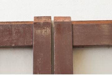 アンティーク建具　ペイント仕上げ限定(フレーム)　上品な和の趣を感じるガラス戸2枚セット(引き戸)(R-074215)