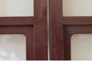 アンティーク建具　ペイント仕上げ限定(フレーム)　上品な和の趣を感じるガラス戸2枚セット(引き戸)(R-074215)