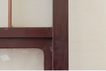 アンティーク建具　ペイント仕上げ限定(フレーム)　上品な和の趣を感じるガラス戸2枚セット(引き戸)(R-074215)