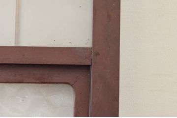 アンティーク建具　ペイント仕上げ限定(フレーム)　上品な和の趣を感じるガラス戸2枚セット(引き戸)(R-074215)