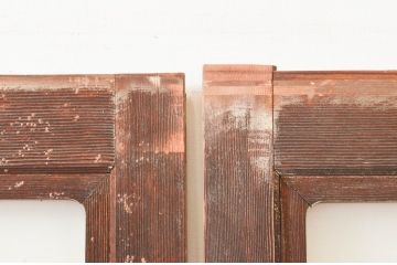 アンティーク建具　昔懐かしい雰囲気を漂わせる玄関戸2枚セット(引き戸、ガラス戸)(R-074216)