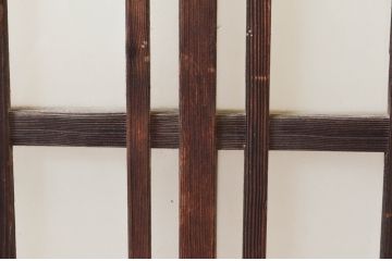 アンティーク建具　昔懐かしい雰囲気を漂わせる玄関戸2枚セット(引き戸、ガラス戸)(R-074216)